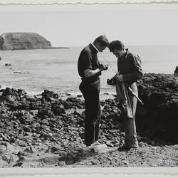 Photograph - Julius Toth & Friend Fishing, Phillip Island, Victoria, 1959