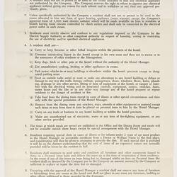 Form - Application for Board and Lodging, Issued to Ron Booth, Commonwealth Hostels Ltd, 20 Jun 1956