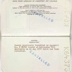 Passport - Issued to Mrs L. Sigalas, by Commonwealth of Australia, 8 Aug 1977