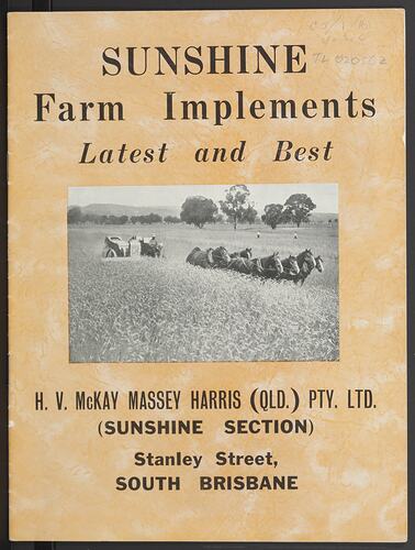 Catalogue - H.V. McKay Massey Harris, Sunshine Farm Implements, 1939