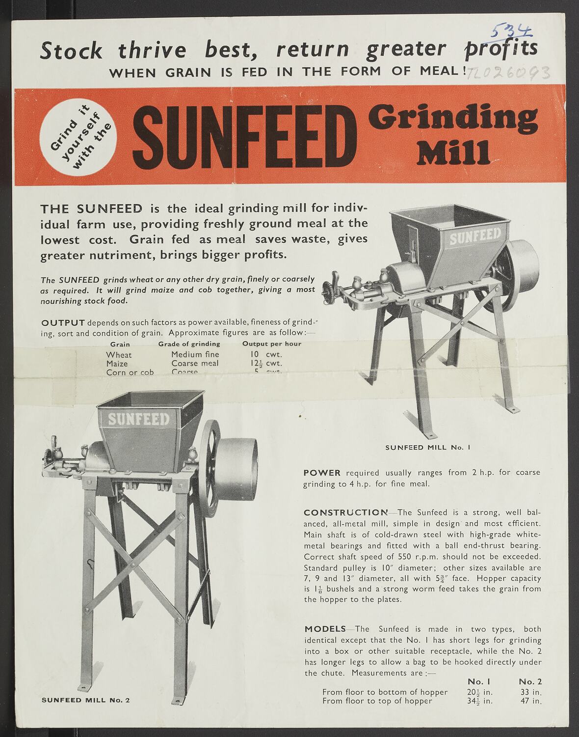 massey harris grain grinder