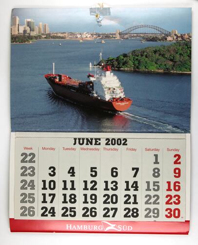 Wall Calendar -  Hamburg SUD Columbus Line Container Services, Melbourne Coastal Radio Station, 2002