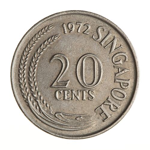 Coin - 20 Cents, Singapore, 1972