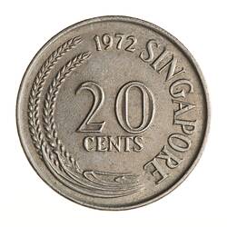 Coin - 20 Cents, Singapore, 1972