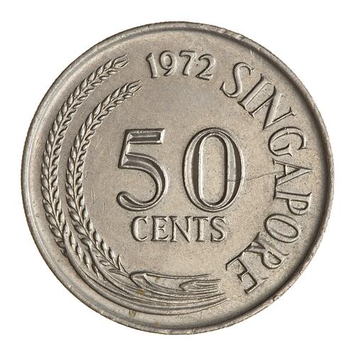 Coin - 50 Cents, Singapore, 1972