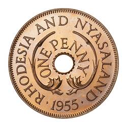 Proof Coin - 1 Penny, Rhodesia & Nyasaland, 1955