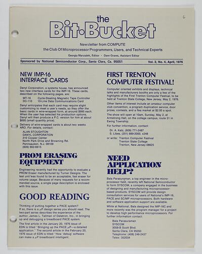 Newsletter - 'The Bit Bucket', Vol 2 No 4, Apr 1976