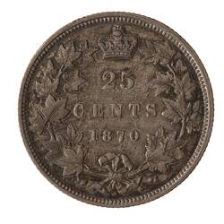 Coin - 25 Cents, Canada, 1870