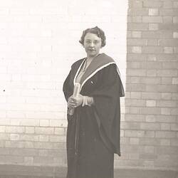 Photograph - Hope Macpherson at time of receiving her degree, Melbourne University, Victoria, 1946