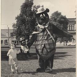 Photograph - L. J Sterne Doll Co., Humphrey B. Bear & Girl in Park, Australia, circa 1965