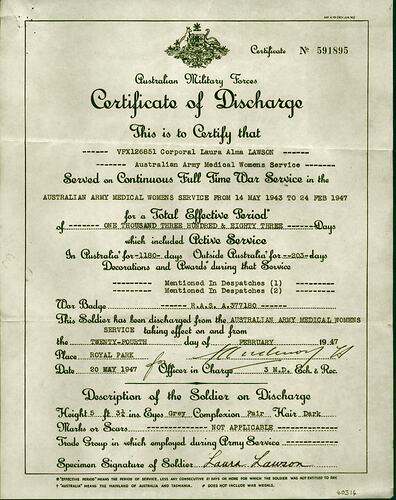 Certificate on yellow paper with black printed text.