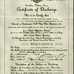 Certificate on yellow paper with black printed text.
