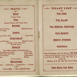Inside of menu, printed in red