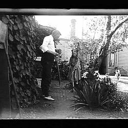 Glass Negative - Robert & Edythe Ellison Havie Working in Garden, Melbourne, circa 1910-1914