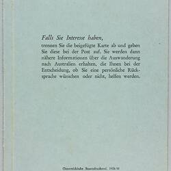 Booklet - 'Australien und Sie', Commonwealth of Australia, 1950s