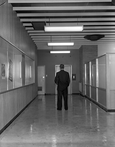 Australian Red Cross, Man in Hallway, Victoria, 02 Apr 1959