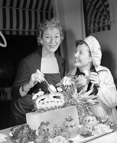 Two Women With Fruit Display, Toorak, Victoria, 21 May 1959