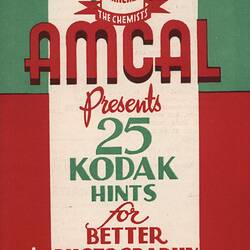 Brochure - 'Amcal Presents 25 Kodak Hints for Better Photography', circa 1950s