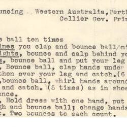 Document - Lenore Harding, to Dorothy Howard, Description of Ball Game 'Tens', 1955