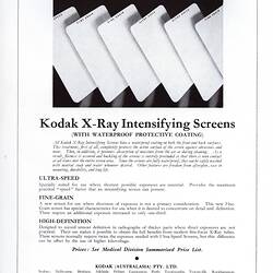 Printed text and photograph of intensifying screens.
