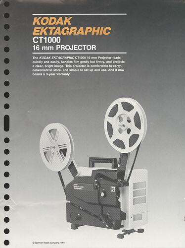 Printed text and photograph of projector.
