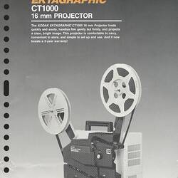 Printed text and photograph of projector.