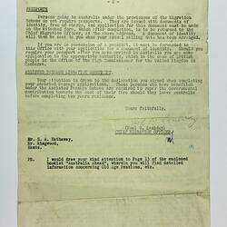 Letter - Notification of Assisted Migration Passage Scheme Acceptance, Stanley Hathaway, Commonwealth of Australia,  Australia House London, 4 May 1951