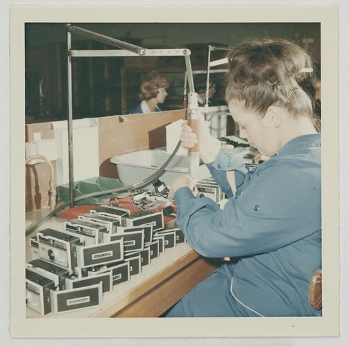 Worker Assembling Camera Parts, Kodak Factory, Coburg, circa 1960s
