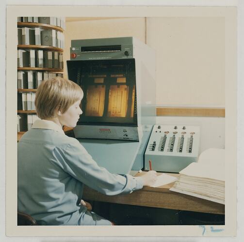 Worker Checking Mailing List, Kodak Factory, Coburg, circa 1960s