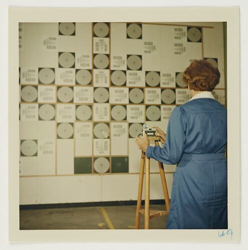 Slide 203, 'Extra Prints of Coburg Lecture', Worker Taking Test Photograph, Kodak Factory, Coburg, circa 1960s