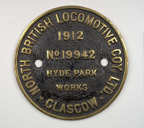 Locomotive Builders Plate - North British Locomotive Co., 1912