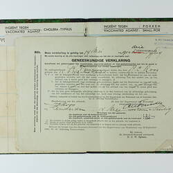 Certificate - Vaccination, Jan Roos, Sydney, Australia, 4 Sep1943