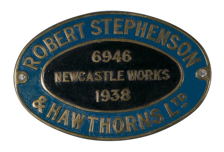 Locomotive Builders Plate - Robert Stephenson & Hawthorns Ltd, 1938