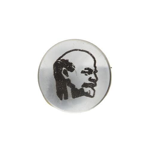 Badge - Vladimir Lenin [black on silver]