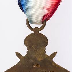 Medal - 1914-1915 Star, Great Britain, Private Frederick James Payne Davies, 1918 - Reverse
