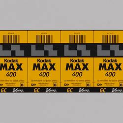 Film Cassette Sheet - Kodak Australasia Pty Ltd, Kodak Max 400, circa 1980-2000