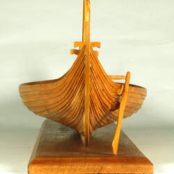 View of ship model stern.