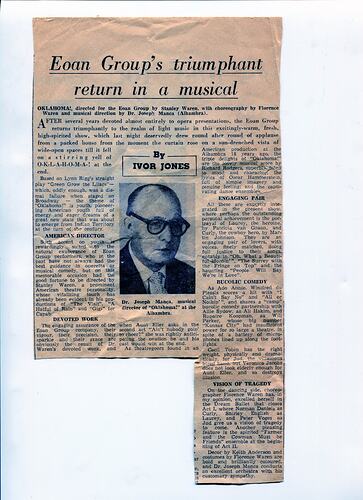 Newspaper Clipping - 'Oklahoma' Review, Eoan Group, South Africa, 1967