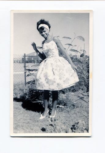Photograph - Sylvia Boyes Wearing Floral Dress, South Africa, 1950s