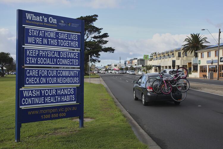 Sign, Nepean Highway, Rye, Victoria, 8 May 2020