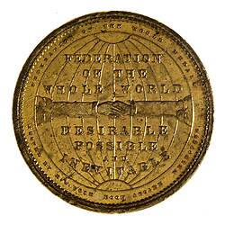 Medal - Federation of the Whole World, Cole's Book Arcade, Victoria, Australia, circa 1885
