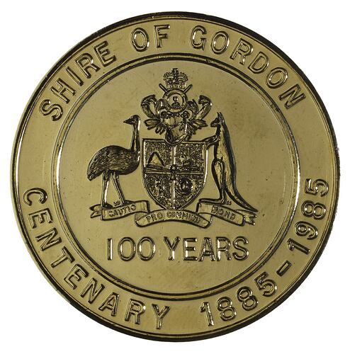 Medal - Sesquicentenary of Victoria, Shire of Gordon, 1985 AD