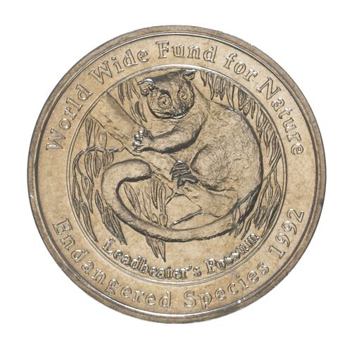 Medal - Endangered Species, Leadbeaters Possum Westpac Bank 175th Anniversary, 1992 AD