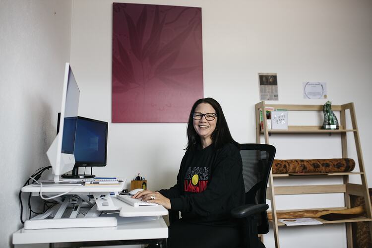 CEO Karinda Taylor (Wamba Wamba) at Work at First Peoples Health and Wellbeing Clinic, Thomastown, Wurundjeri Woi Wurrung Country, Victoria, 25 Mar 2021