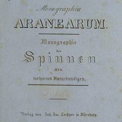 Rare Book - Monographia Aranearum by Carl Wilhelm Hahn