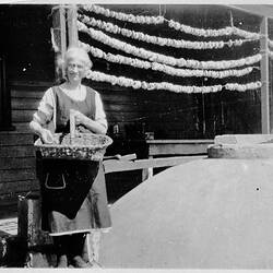 Negative - Woman Drying Apples, Lake Linlithgow, Victoria, circa 1931
