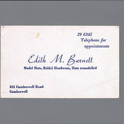 Business Card - Edith M. Barnett, 1950s-1970s