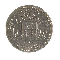 Proof Coin - Reverse, Florin (2 Shillings), Australia, 1959