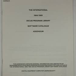 Program Library - DECUS, Software Catalog, International, 1983-1985