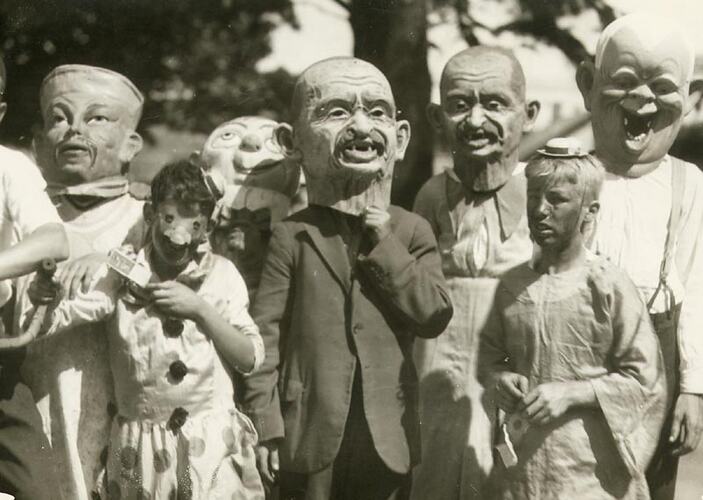 Photograph - Men Wearing Masks, Ballarat, 1935